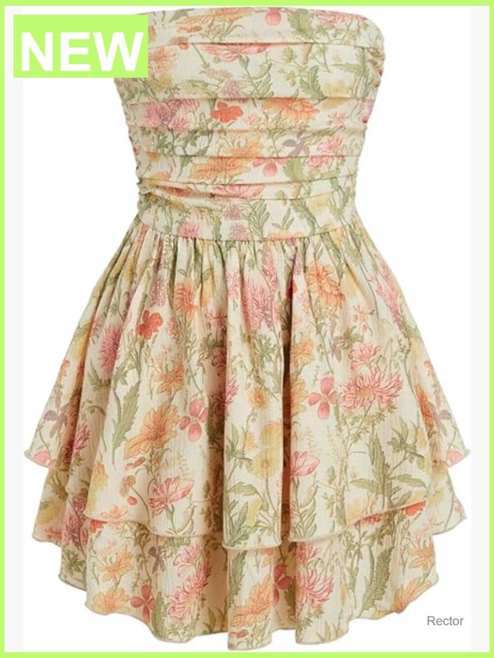 Strapless Ruched Ruffle Mini Dress - Floral Summer Cocktail